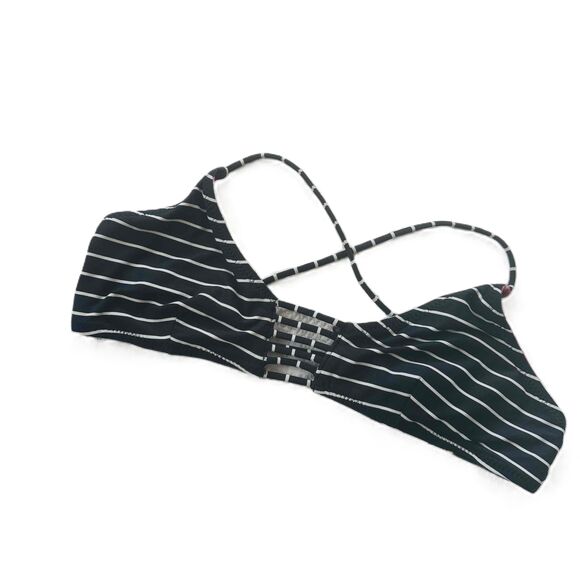 Ripcurl Strappy Back Floral Reversible Stripes Black Bikini Top XS - Picture 3 of 5